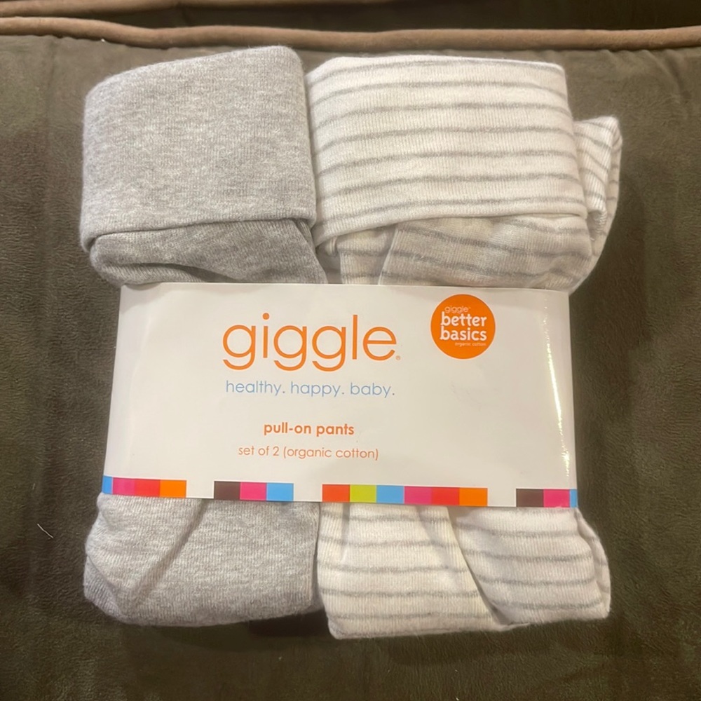 2 Pairs Giggle Organic Cotton Pull On Pants